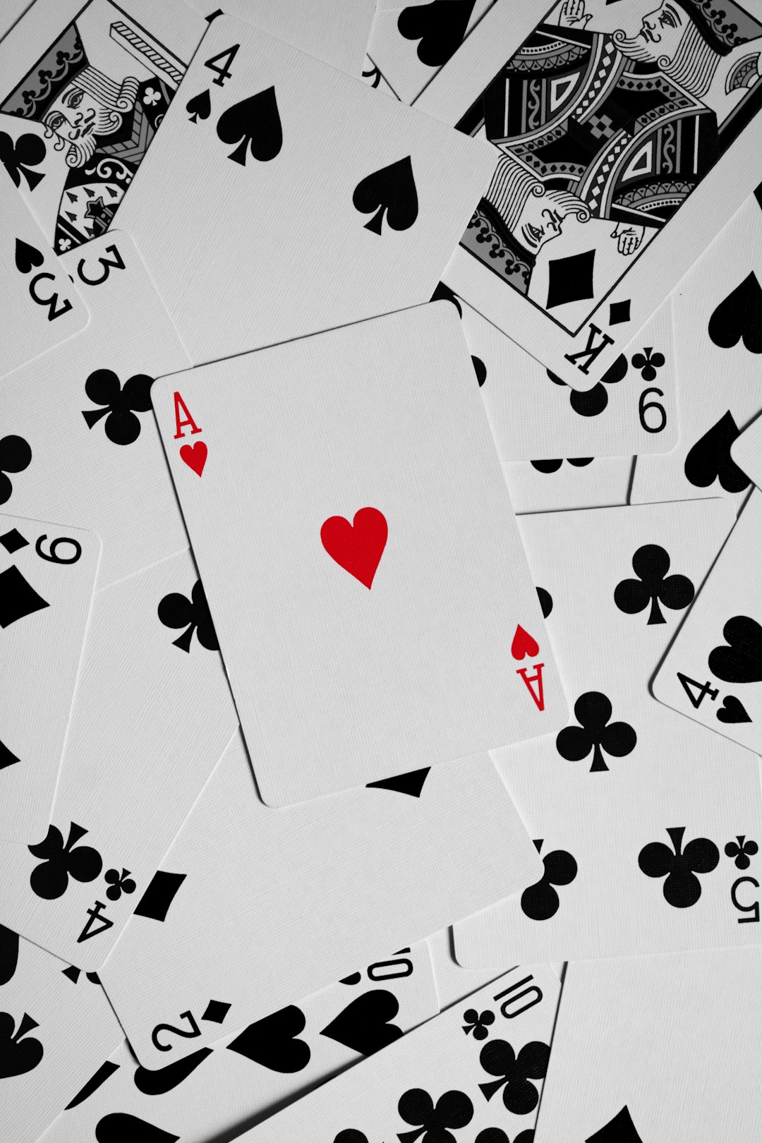 A scattered deck of playing cards